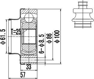 Dynamatrix DCV648004 - Joint Kit, drive shaft autospares.lv