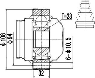 Dynamatrix DCV661041 - Joint Kit, drive shaft autospares.lv