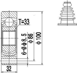 Dynamatrix DCV661003 - Joint Kit, drive shaft autospares.lv