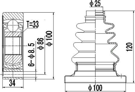 Dynamatrix DCV603006 - Joint Kit, drive shaft autospares.lv