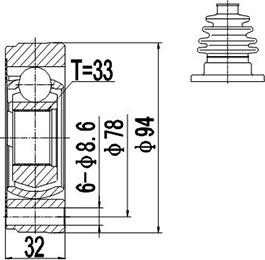 Dynamatrix DCV603008 - Joint Kit, drive shaft autospares.lv