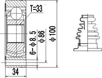 Dynamatrix DCV603009 - Joint Kit, drive shaft autospares.lv