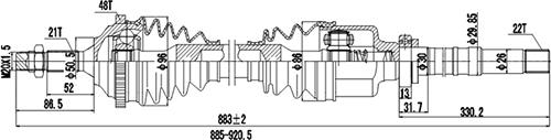 Dynamatrix DDS245035 - Drive Shaft autospares.lv