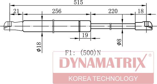 Dynamatrix DGS6907AQ - Gas Spring, boot, cargo area autospares.lv