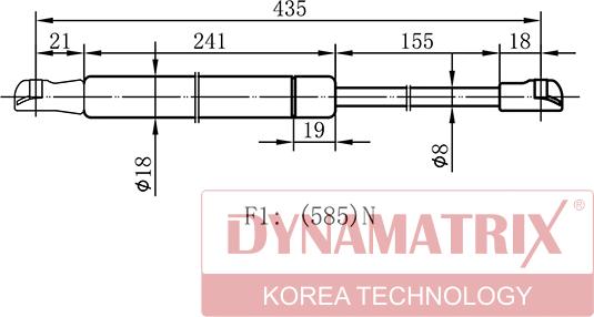 Dynamatrix DGS015490 - Gas Spring, boot, cargo area autospares.lv