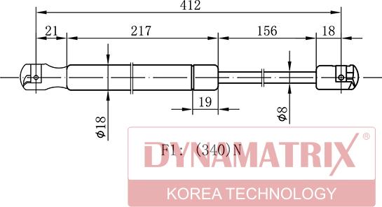 Dynamatrix DGS0818MM - Gas Spring, boot, cargo area autospares.lv