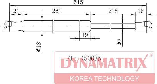 Dynamatrix DGS0825MV - Gas Spring, boot, cargo area autospares.lv