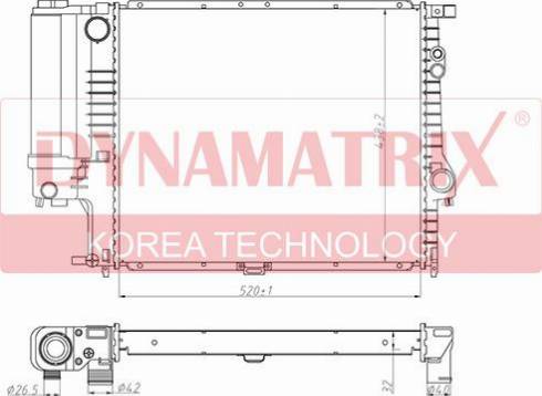 Dynamatrix DR60607A - Radiator, engine cooling autospares.lv