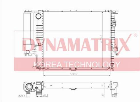 Dynamatrix DR60743A - Radiator, engine cooling autospares.lv