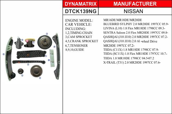 Dynamatrix DTCK139NG - Timing Chain Kit autospares.lv