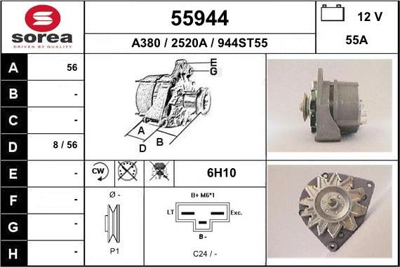 EAI 55944 - Alternator autospares.lv