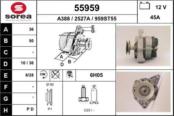 EAI 55959 - Alternator autospares.lv