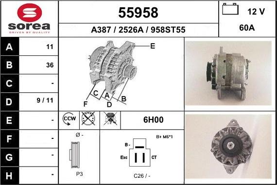 EAI 55958 - Alternator autospares.lv