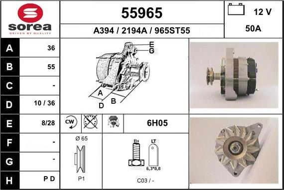 EAI 55965 - Alternator autospares.lv