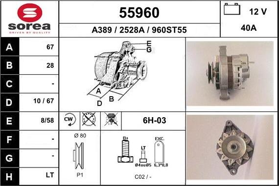 EAI 55960 - Alternator autospares.lv