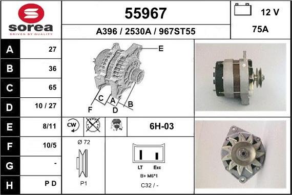 EAI 55967 - Alternator autospares.lv