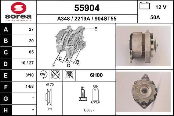 EAI 55904 - Alternator autospares.lv