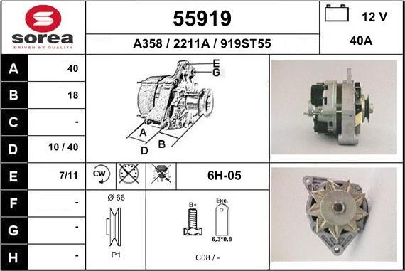 EAI 55919 - Alternator autospares.lv