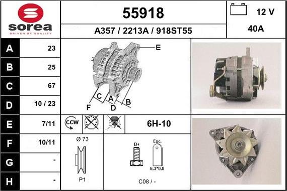 EAI 55918 - Alternator autospares.lv