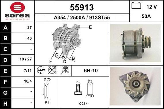 EAI 55913 - Alternator autospares.lv