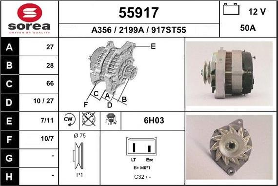 EAI 55917 - Alternator autospares.lv