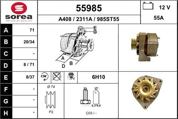 EAI 55985 - Alternator autospares.lv
