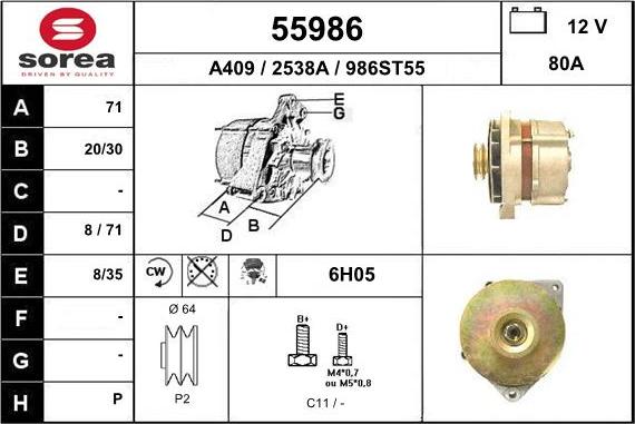 EAI 55986 - Alternator autospares.lv