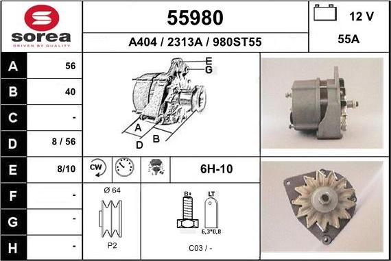 EAI 55980 - Alternator autospares.lv