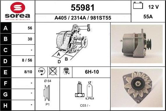 EAI 55981 - Alternator autospares.lv