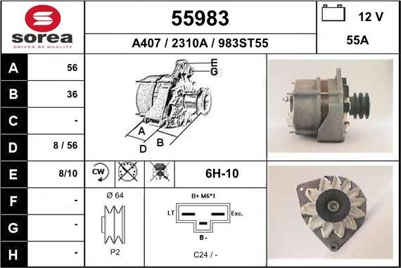 EAI 55983 - Alternator autospares.lv