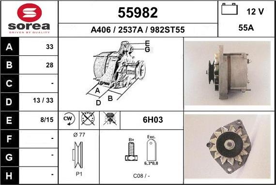 EAI 55982 - Alternator autospares.lv
