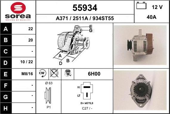 EAI 55934 - Alternator autospares.lv