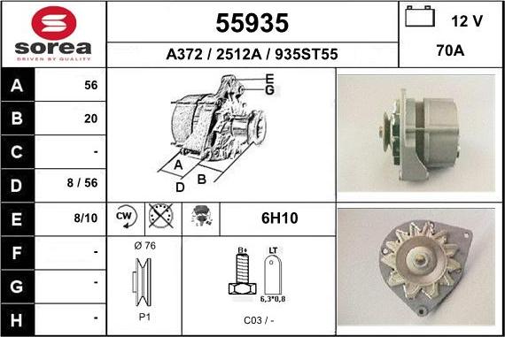 EAI 55935 - Alternator autospares.lv