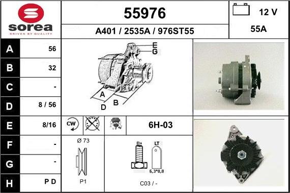 EAI 55976 - Alternator autospares.lv