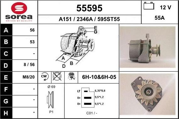 EAI 55595 - Alternator autospares.lv