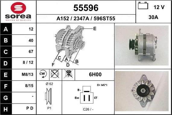 EAI 55596 - Alternator autospares.lv