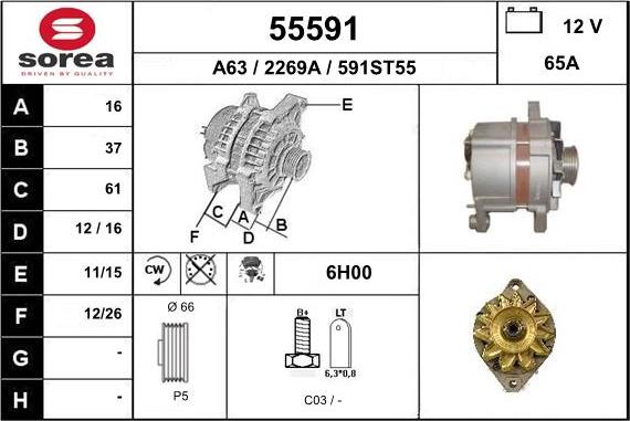 EAI 55591 - Alternator autospares.lv