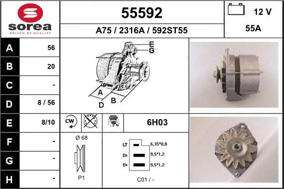 EAI 55592 - Alternator autospares.lv
