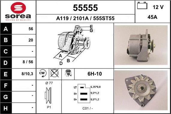 EAI 55555 - Alternator autospares.lv