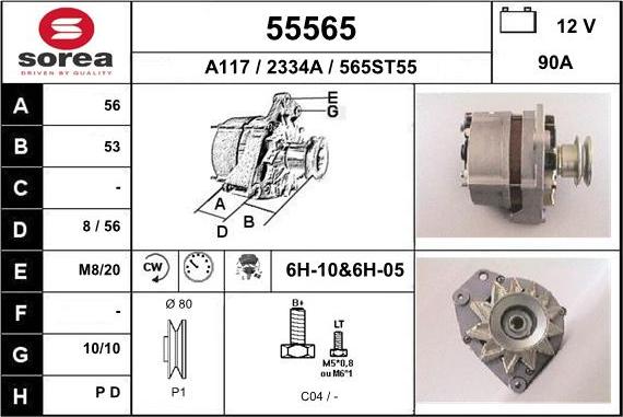 EAI 55565 - Alternator autospares.lv