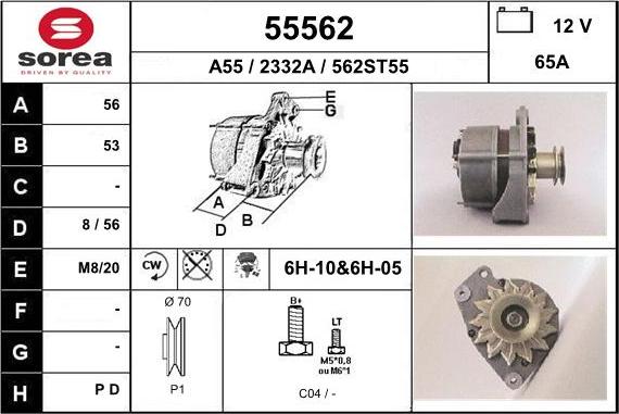 EAI 55562 - Alternator autospares.lv