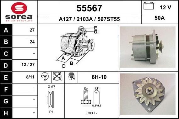 EAI 55567 - Alternator autospares.lv