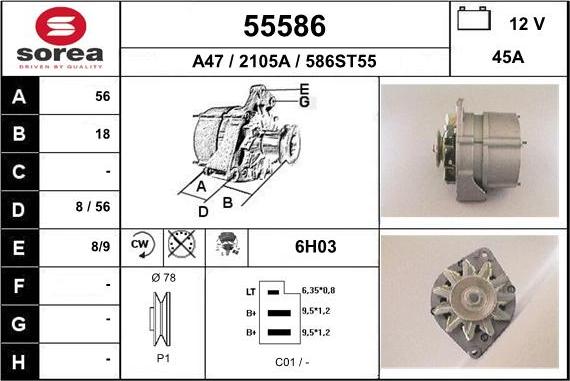 EAI 55586 - Alternator autospares.lv