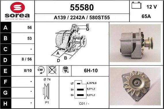 EAI 55580 - Alternator autospares.lv