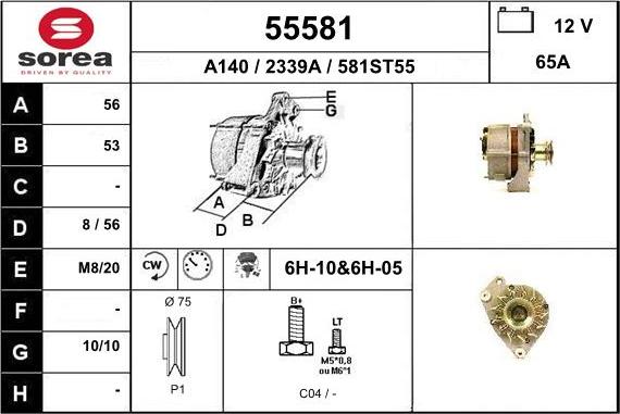 EAI 55581 - Alternator autospares.lv