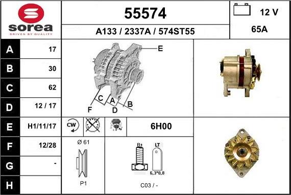 EAI 55574 - Alternator autospares.lv