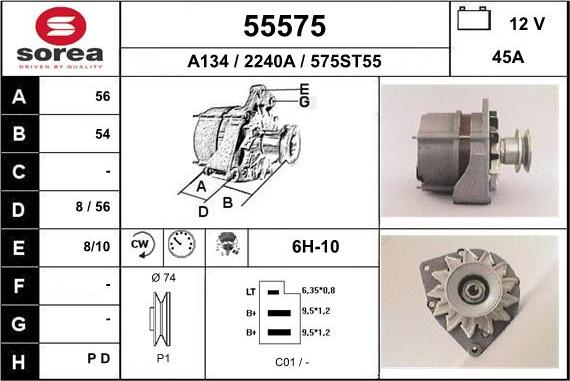 EAI 55575 - Alternator autospares.lv