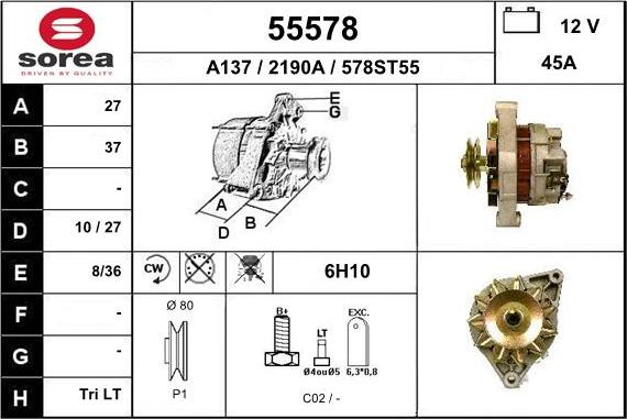 EAI 55578 - Alternator autospares.lv