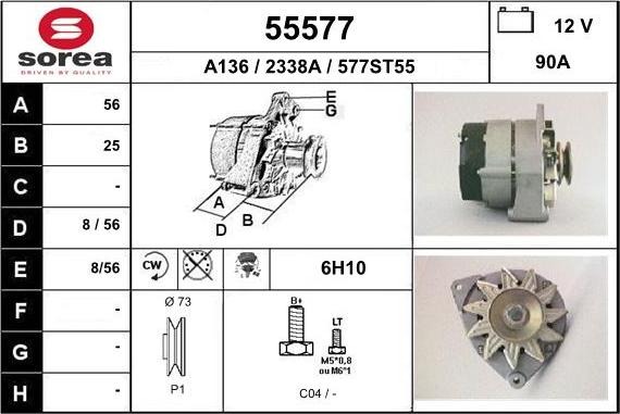 EAI 55577 - Alternator autospares.lv