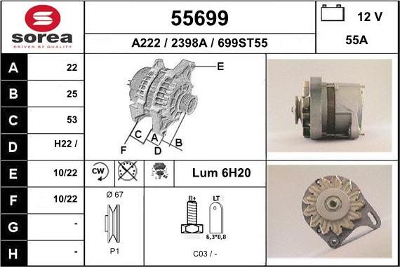 EAI 55699 - Alternator autospares.lv